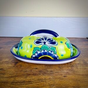 Talavera Colorful Painted Terra Cotta Butter Dish